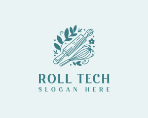 Bakery Rolling Pin Whisk logo design