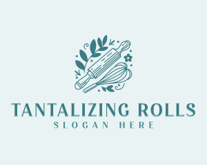 Bakery Rolling Pin Whisk logo design