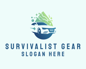 Sedan Car Wash Droplet Logo