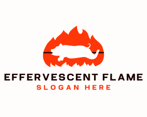 Flame BBQ Pig logo design