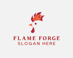 Flame Chicken Rooster logo design