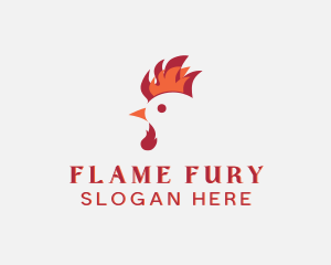 Flame Chicken Rooster logo design