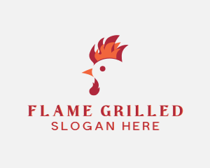 Flame Chicken Rooster logo design