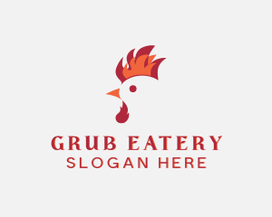 Flame Chicken Rooster logo design