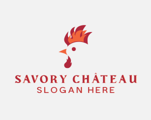 Flame Chicken Rooster logo design