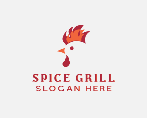 Flame Chicken Rooster logo design