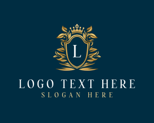 Elegant Flower Shield Crest logo