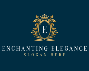 Elegant Flower Shield Crest logo design