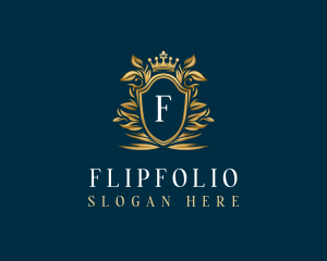 Elegant Flower Shield Crest logo design