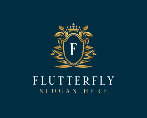 Elegant Flower Shield Crest logo design