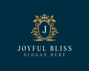 Elegant Flower Shield Crest logo design