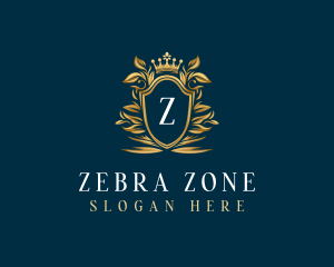 Elegant Flower Shield Crest logo design