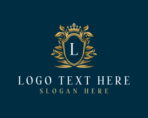 Elegant Flower Shield Crest Logo