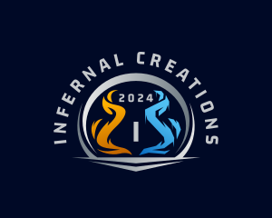 Industrial Flaming Ice Ventilation logo design