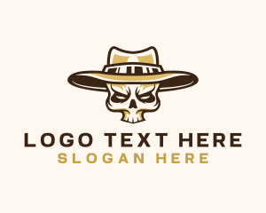 Rural - Cowboy Skull Hat logo design