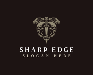 Dagger Snake Skull logo design