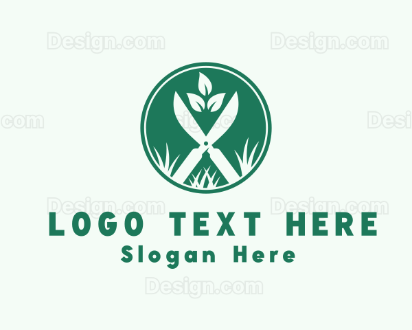 Lawn Grass Scissors Logo