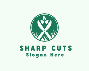 Lawn Grass Scissors logo design