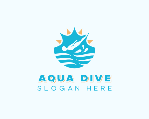 Water Diving Athletic Sports logo design