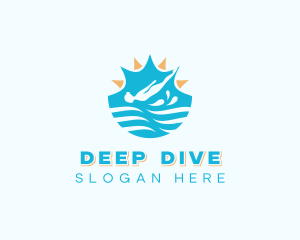 Water Diving Athletic Sports logo design