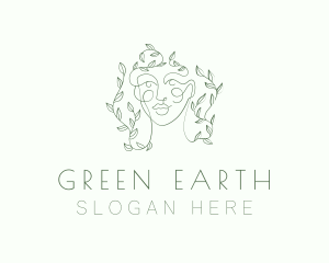 Green Face Line Art logo design