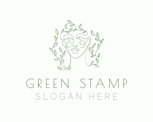 Green Face Line Art logo design