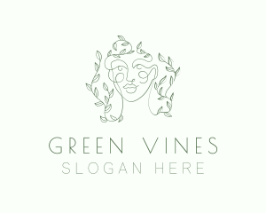 Green Face Line Art logo design