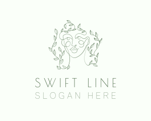 Green Face Line Art logo design