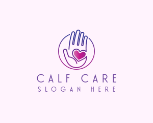 Purple Caring Hand logo design