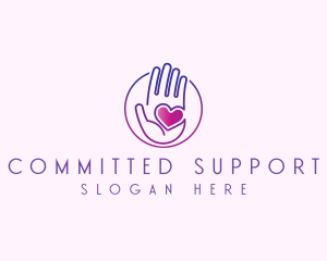 Purple Caring Hand logo design