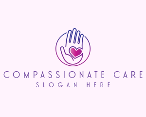 Purple Caring Hand logo design