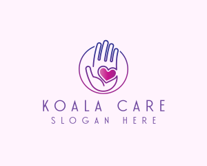 Purple Caring Hand logo design