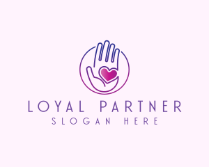 Purple Caring Hand logo