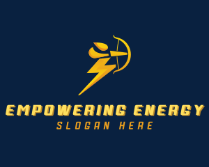 Bow Arrow Lightning Man logo design