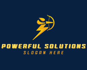 Bow Arrow Lightning Man logo design