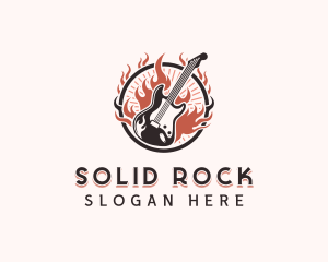 Guitar Fire Rockstar logo design