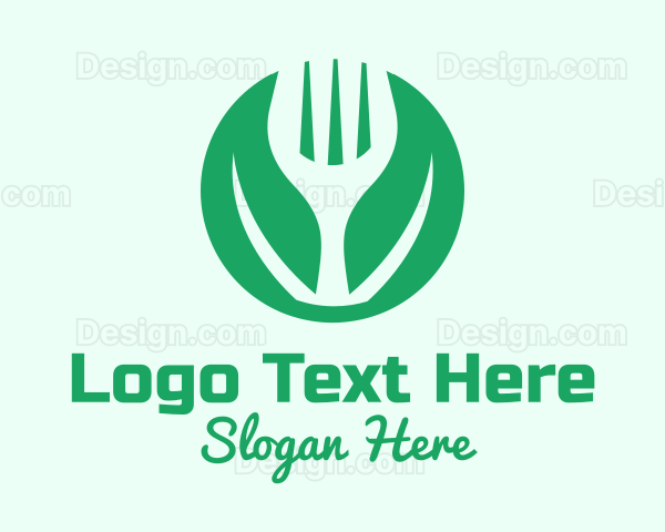 Green Vegan Salad Fork Logo