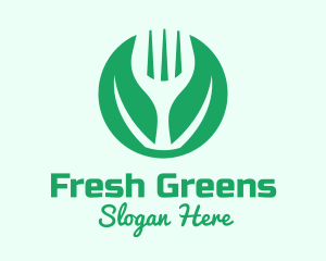 Green Vegan Salad Fork  logo design