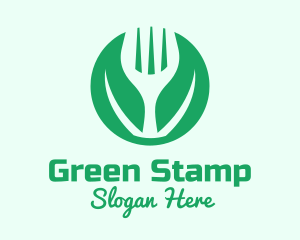 Green Vegan Salad Fork  logo design