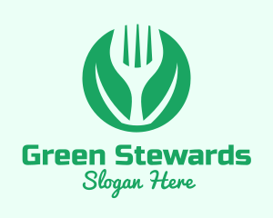 Green Vegan Salad Fork  logo design