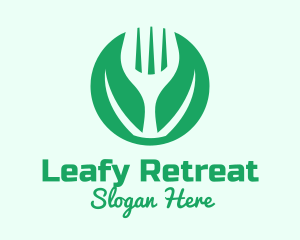 Green Vegan Salad Fork  logo design