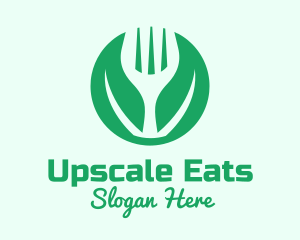 Green Vegan Salad Fork  logo design