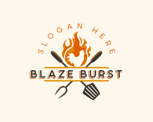 Blazing Chicken Barbecue logo design