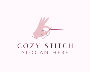 Hand Sewing Needle logo design