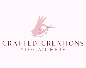 Hand Sewing Needle logo design