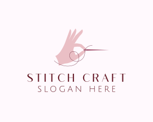 Hand Sewing Needle logo design