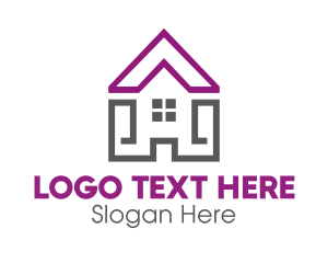 Rent - Purple Roof Outline logo design