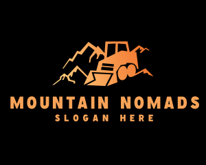 Mountain Mining Bulldozer logo design