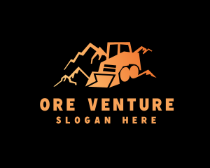 Mountain Mining Bulldozer logo design