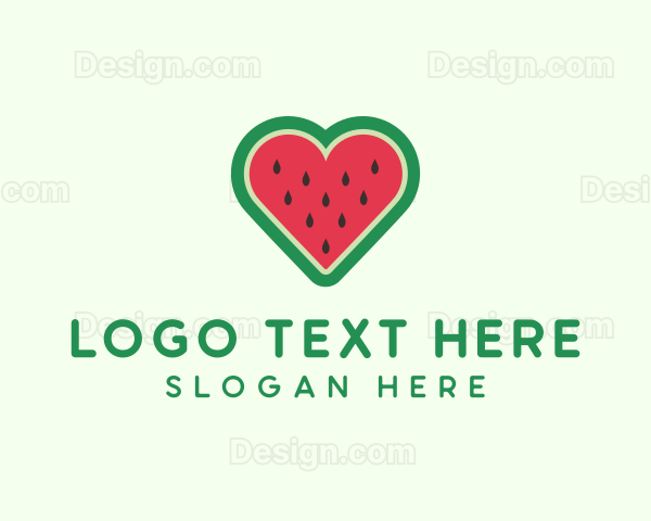 Heart Watermelon Fruit Logo